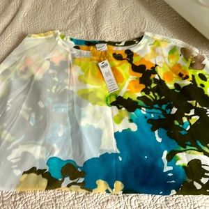 Chico’s spring paradise, poncho, pale soft lime, size L/XL